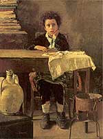 Антонио Манчини. Бедный школьник.  Antonio Mancini.The Poor Schoolboy (1876)