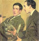 Борис Кустодиев. П.Л. Капица и Н.Н. Семенов. Boris Kustodiev. P. Kapitsa and N. Semionov (1921)