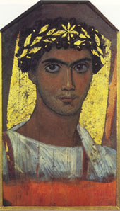 Юноша в золотом венке. Фаюмский портрет. A young man in a gold wreath. Fayum mummy portrait (The 2nd century) Fayum mummy portrait (The 2nd century) 