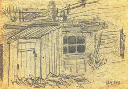 Рисунок Ю.А. Корчака-Чепурковского. "Дом", в котором он жил с женой в ссылке в Туре