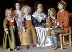   .    . The Le Nain Brothers. A Woman and Five Children (1642)
