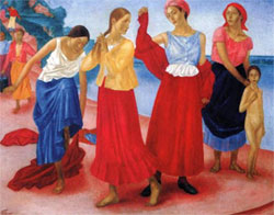 Кузьма Петров-Водкин. Девушки на Волге. Kuzma Petrov-Vodkin. Young women on the Volga (1915)